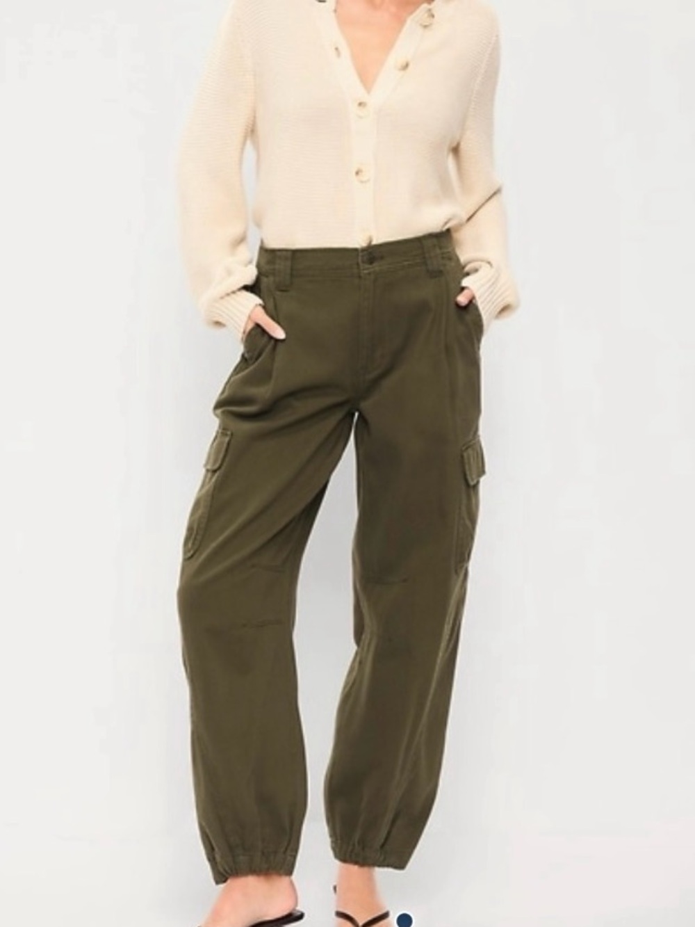 Olive Utility Cargo Pants - Petite Large